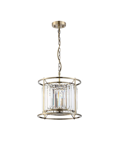 ROY8219 Royal 3 Light Crystal Ceiling Pendant Antique Brass