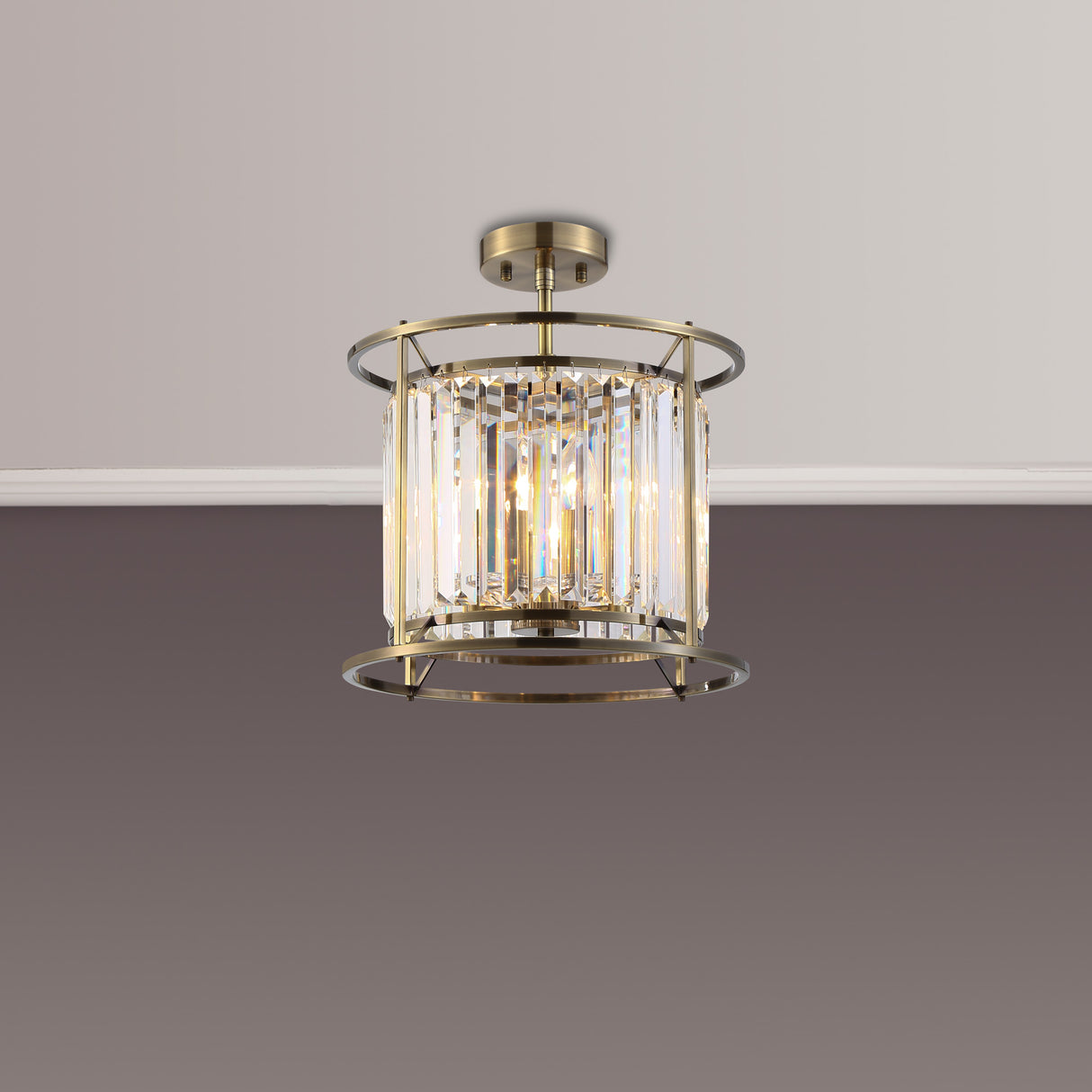 ROY8219 Royal 3 Light Crystal Ceiling Pendant Antique Brass