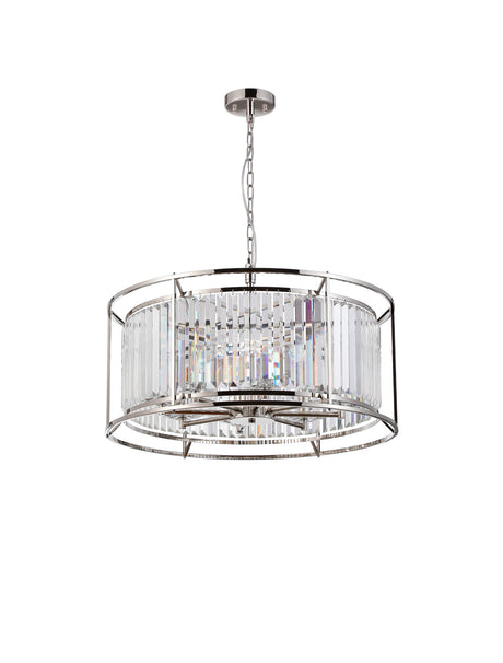 ROY9119 Royal 8 Light Crystal Ceiling Pendant Polished Nickel