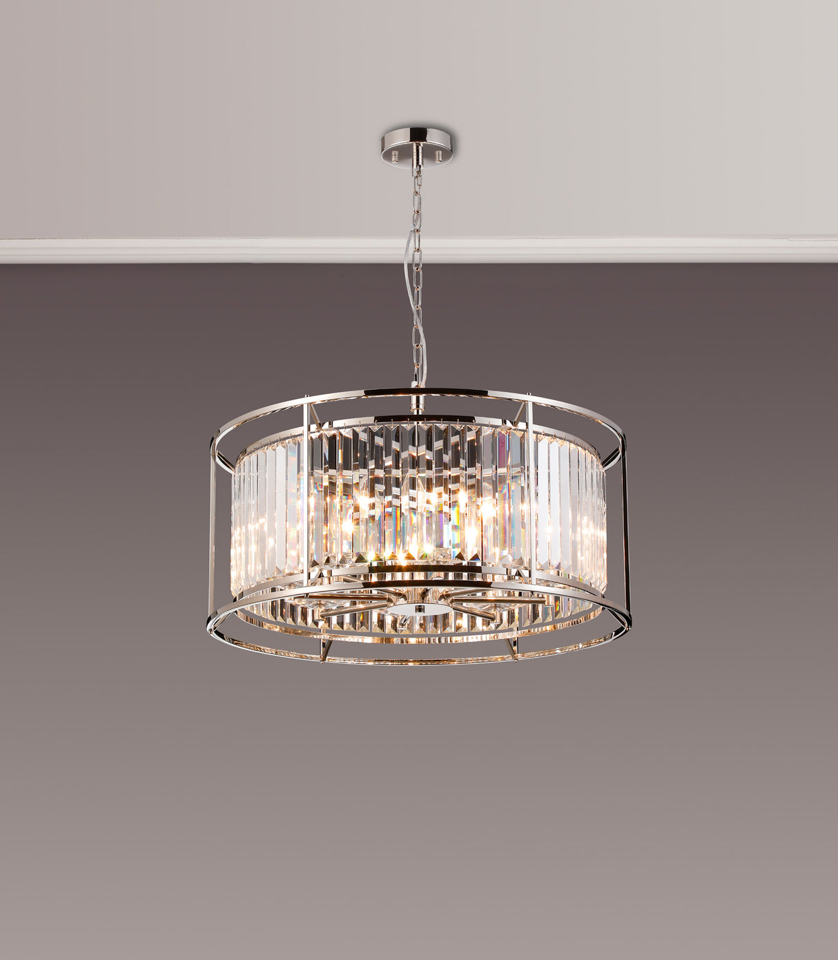 ROY9119 Royal 8 Light Crystal Ceiling Pendant Polished Nickel