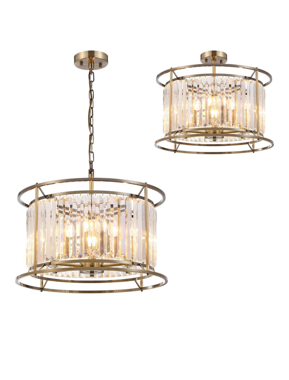 ROY9219 Royal 6 Light Crystal Ceiling Pendant Antique Brass