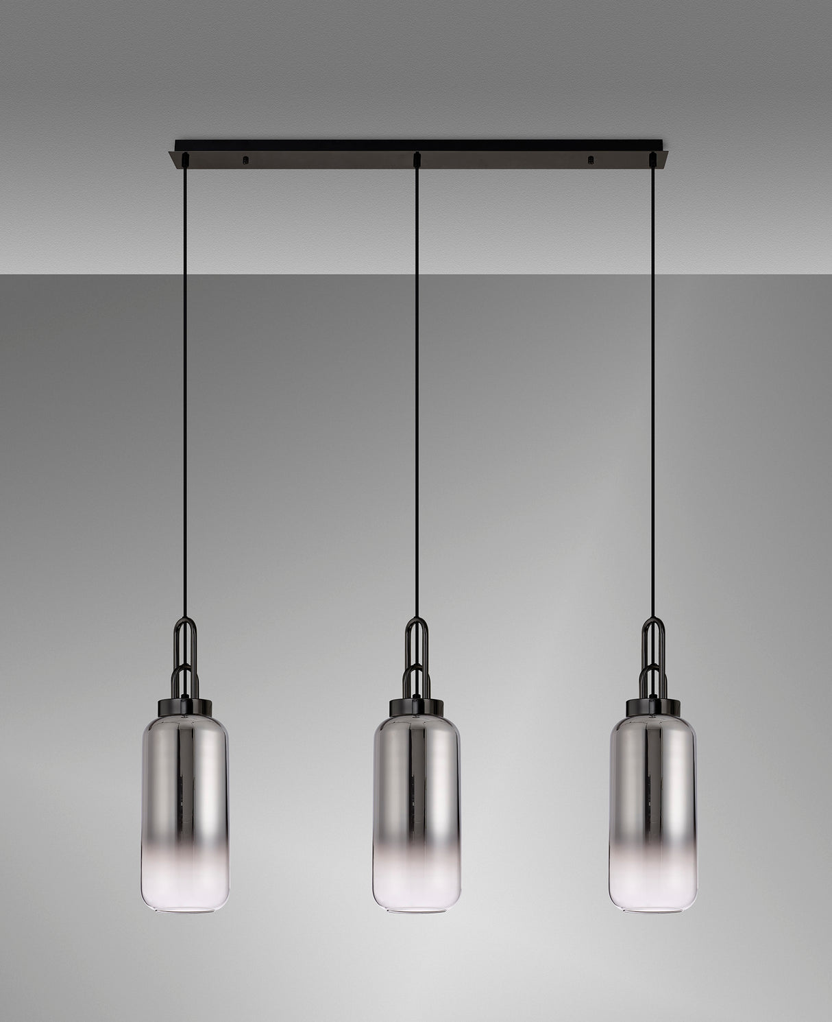 ACH2260 Achernar 3 Light Ceiling Pendant Black Chrome/Smoked