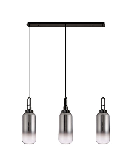 ACH2260 Achernar 3 Light Ceiling Pendant Black Chrome/Smoked