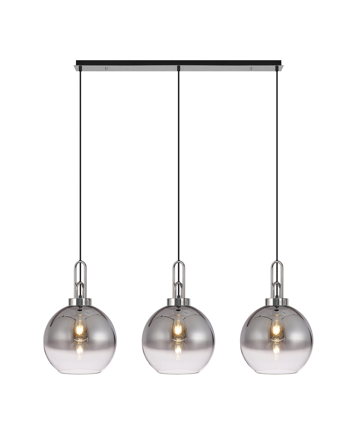 ACH2850 Achernar 3 Light Ceiling Pendant Polished Nickel/Smoked