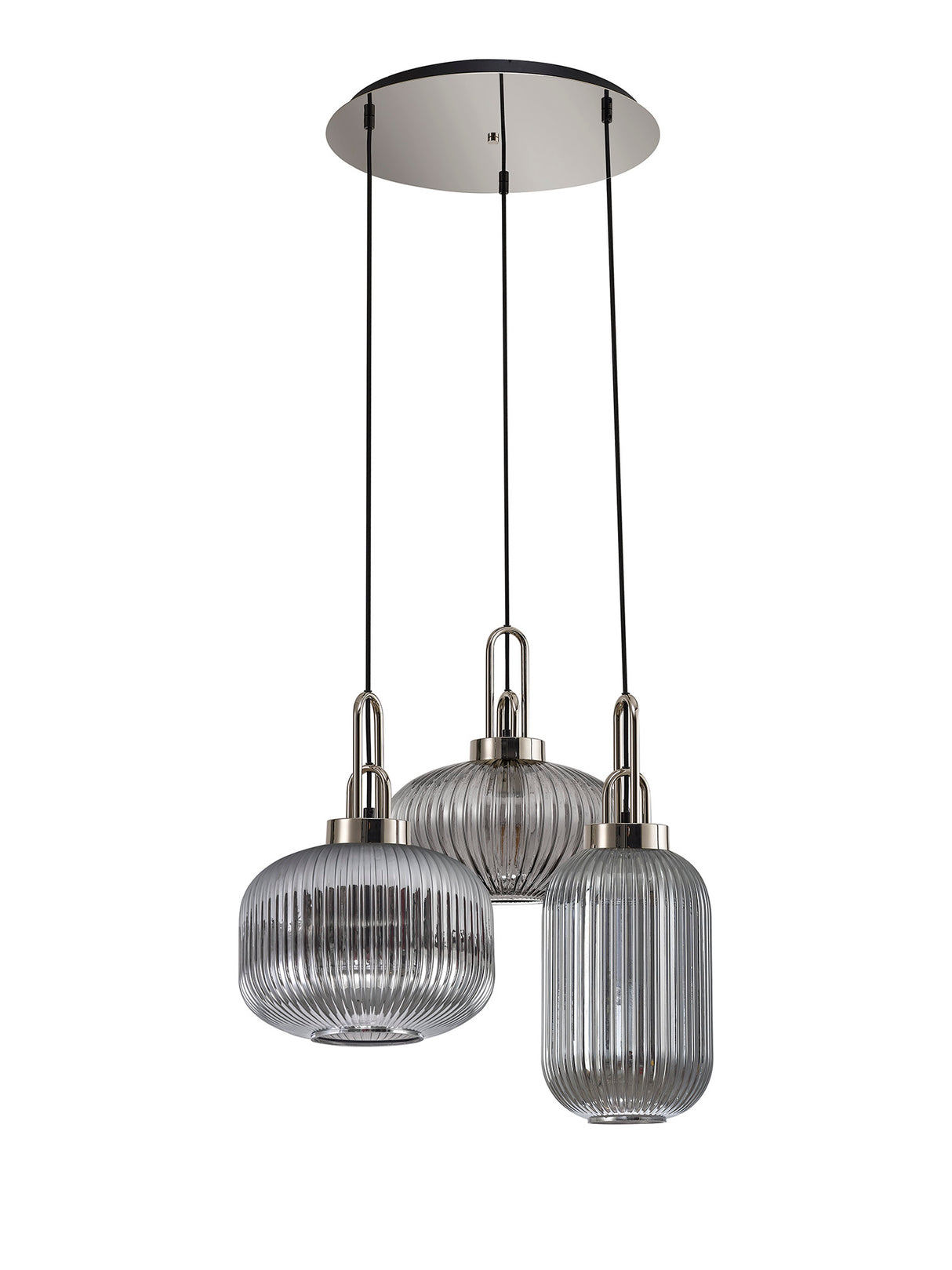 ACH3551 Achernar 3 Light Ceiling Pendant Polished Nickel/Smoked