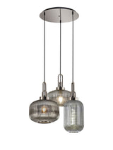 ACH3551 Achernar 3 Light Ceiling Pendant Polished Nickel/Smoked