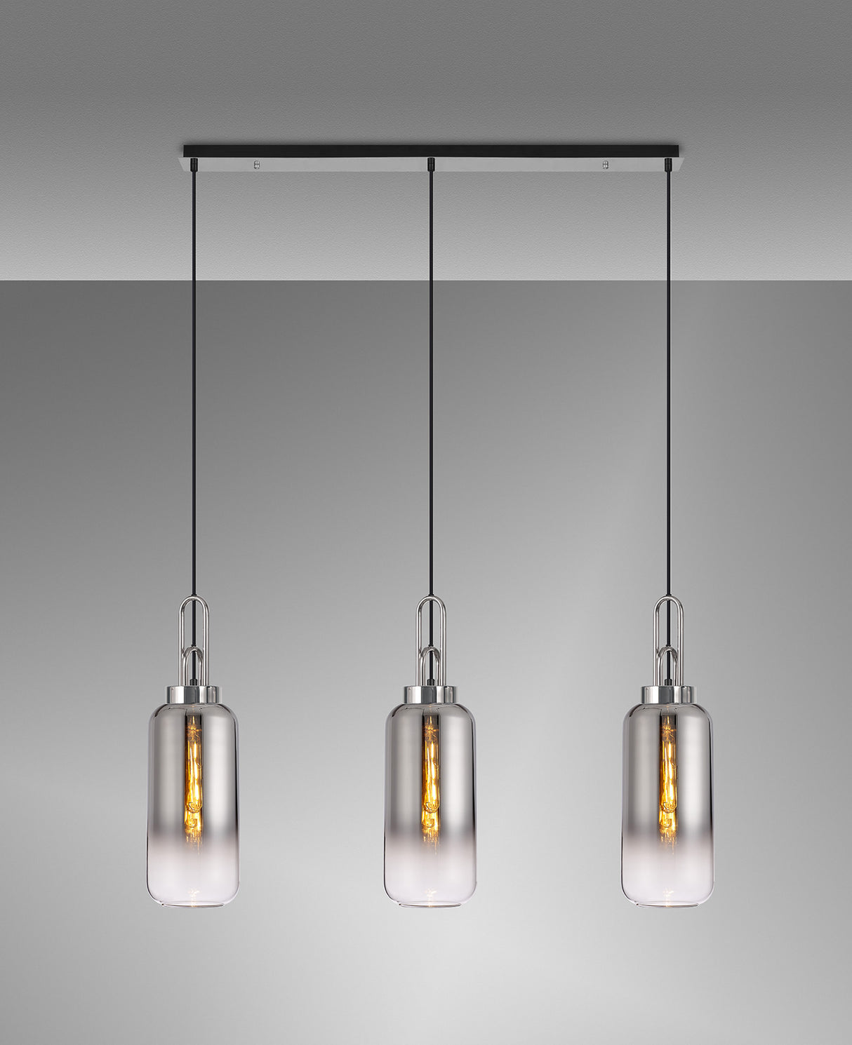 ACH3850 Achernar 3 Light Ceiling Pendant Polished Nickel/Smoked