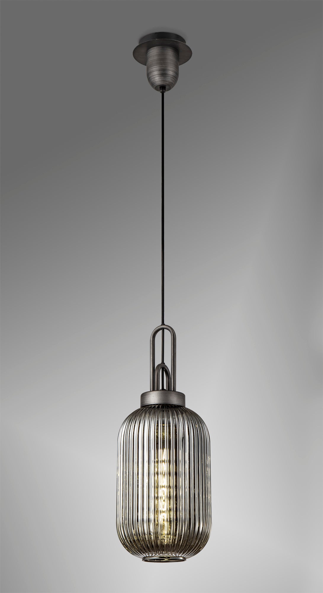 ACH5650 Achernar 1 Light Ceiling Pendant Aged Pewter/Smoked