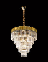 ADH0328 Adhil Round 19 Light 5 Tier Ceiling Pendant Brass/Clear