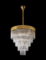 ADH0328 Adhil Round 19 Light 5 Tier Ceiling Pendant Brass/Clear