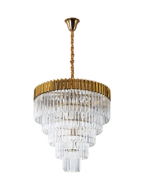 ADH0328 Adhil Round 19 Light 5 Tier Ceiling Pendant Brass/Clear