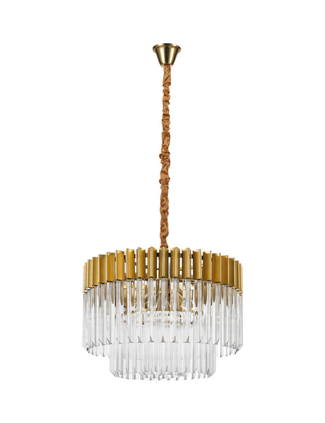 ADH0537 Adhil Round 8 Light Ceiling Pendant Brass/Clear