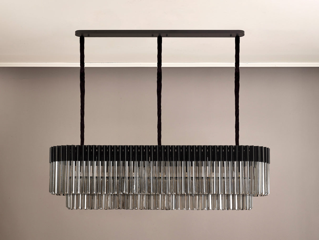 ADH0698 Adhil 7 Light Ceiling Pendant Matt Black/Smoked