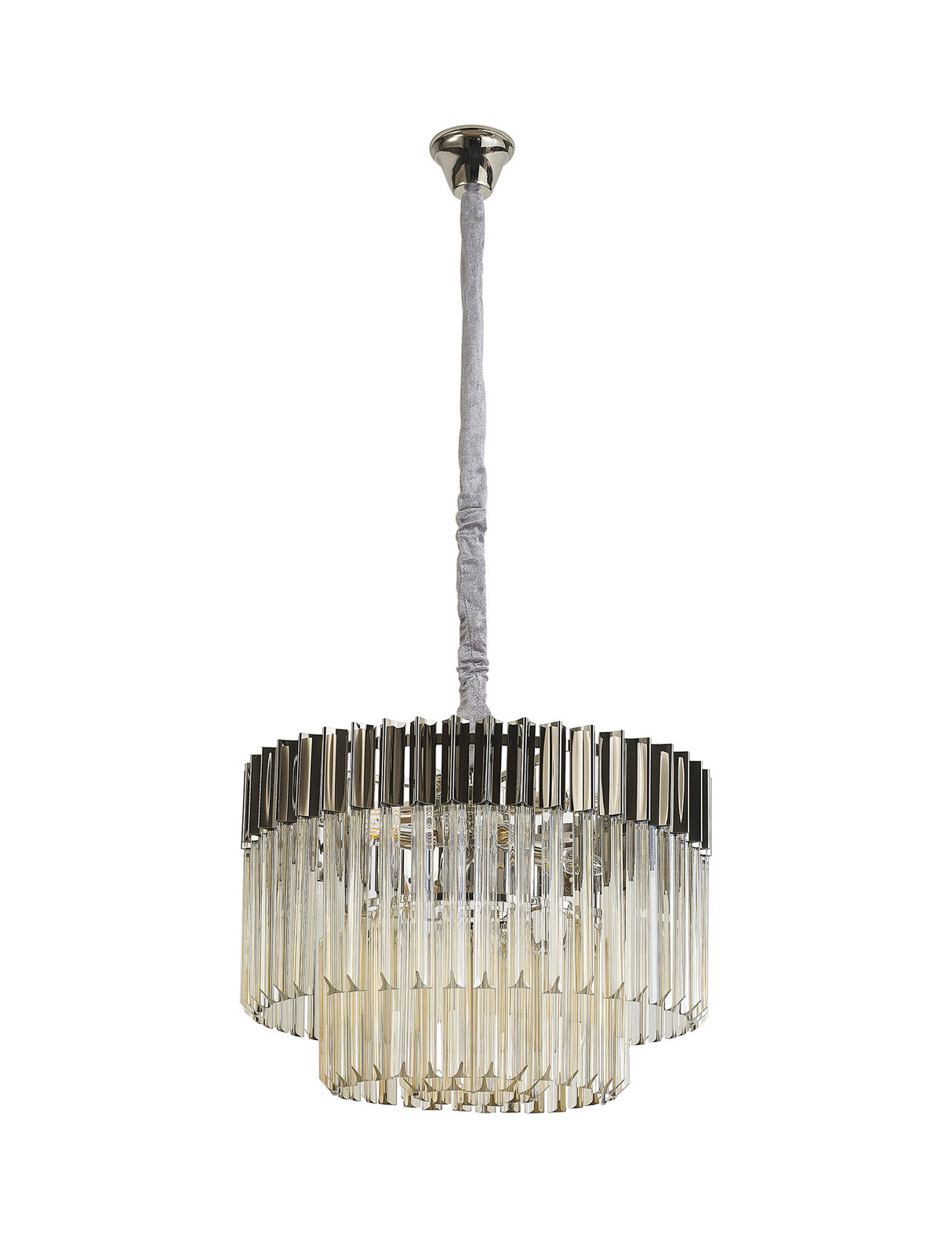 ADH0798 Adhil Round 8 Light Ceiling Pendant Polished Nickel/Cognac