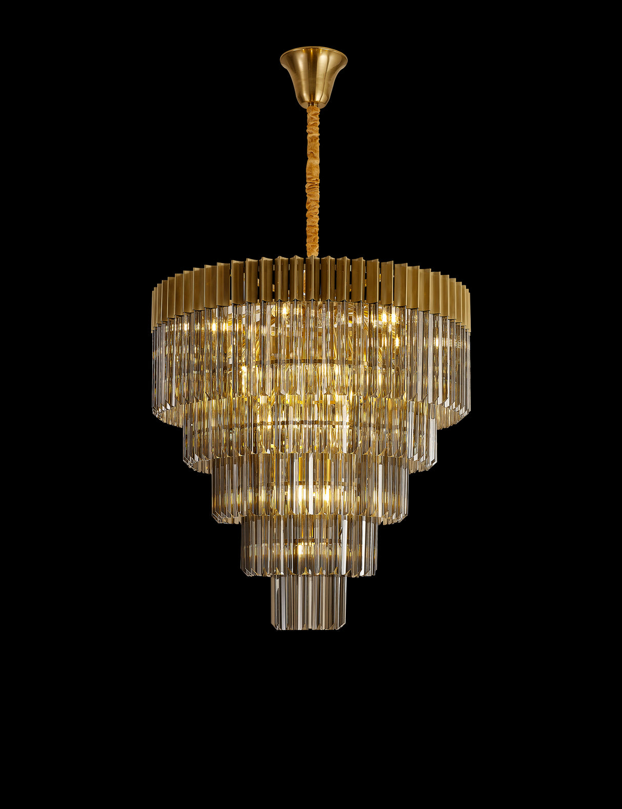 ADH0898 Adhil Round 19 Light 5 Tier Ceiling Pendant Brass/Smoked