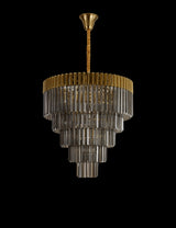 ADH0898 Adhil Round 19 Light 5 Tier Ceiling Pendant Brass/Smoked