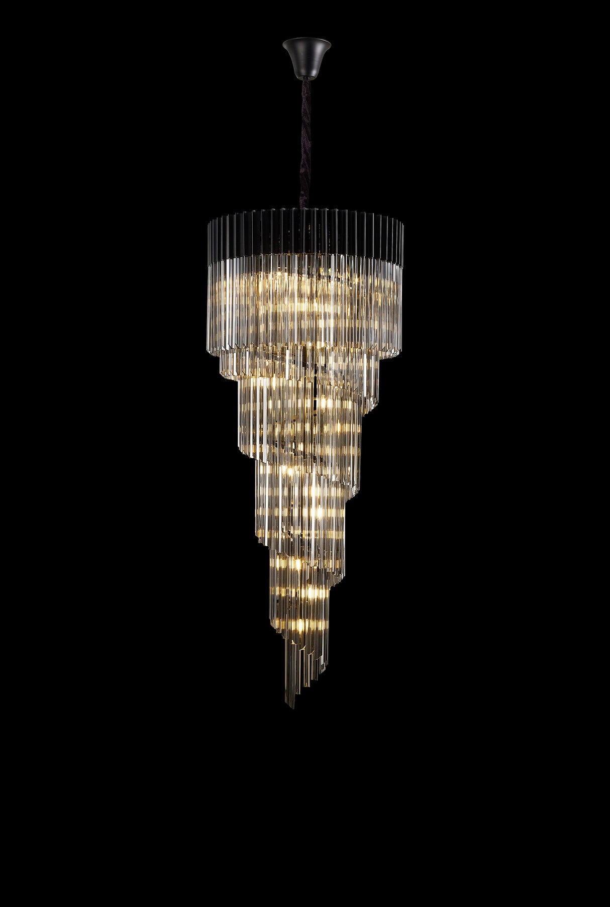 ADH0998 Adhil Round 23 Light 5 Tier 57kg Ceiling Pendant Matt Black/Smoked