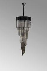 ADH0998 Adhil Round 23 Light 5 Tier 57kg Ceiling Pendant Matt Black/Smoked