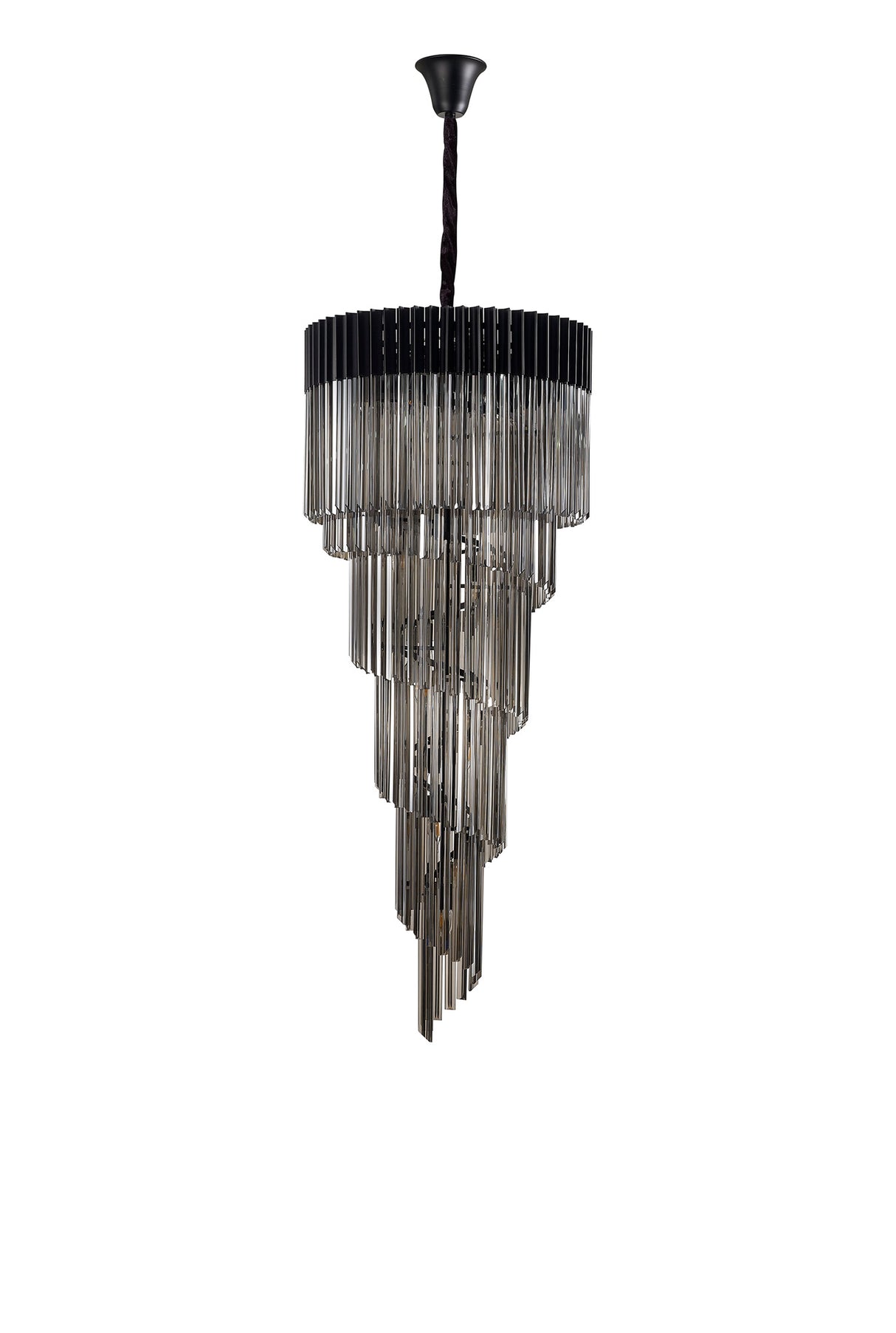 ADH0998 Adhil Round 23 Light 5 Tier 57kg Ceiling Pendant Matt Black/Smoked