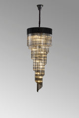 ADH0998 Adhil Round 23 Light 5 Tier 57kg Ceiling Pendant Matt Black/Smoked