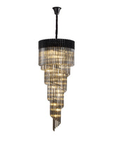 ADH0998 Adhil Round 23 Light 5 Tier 57kg Ceiling Pendant Matt Black/Smoked