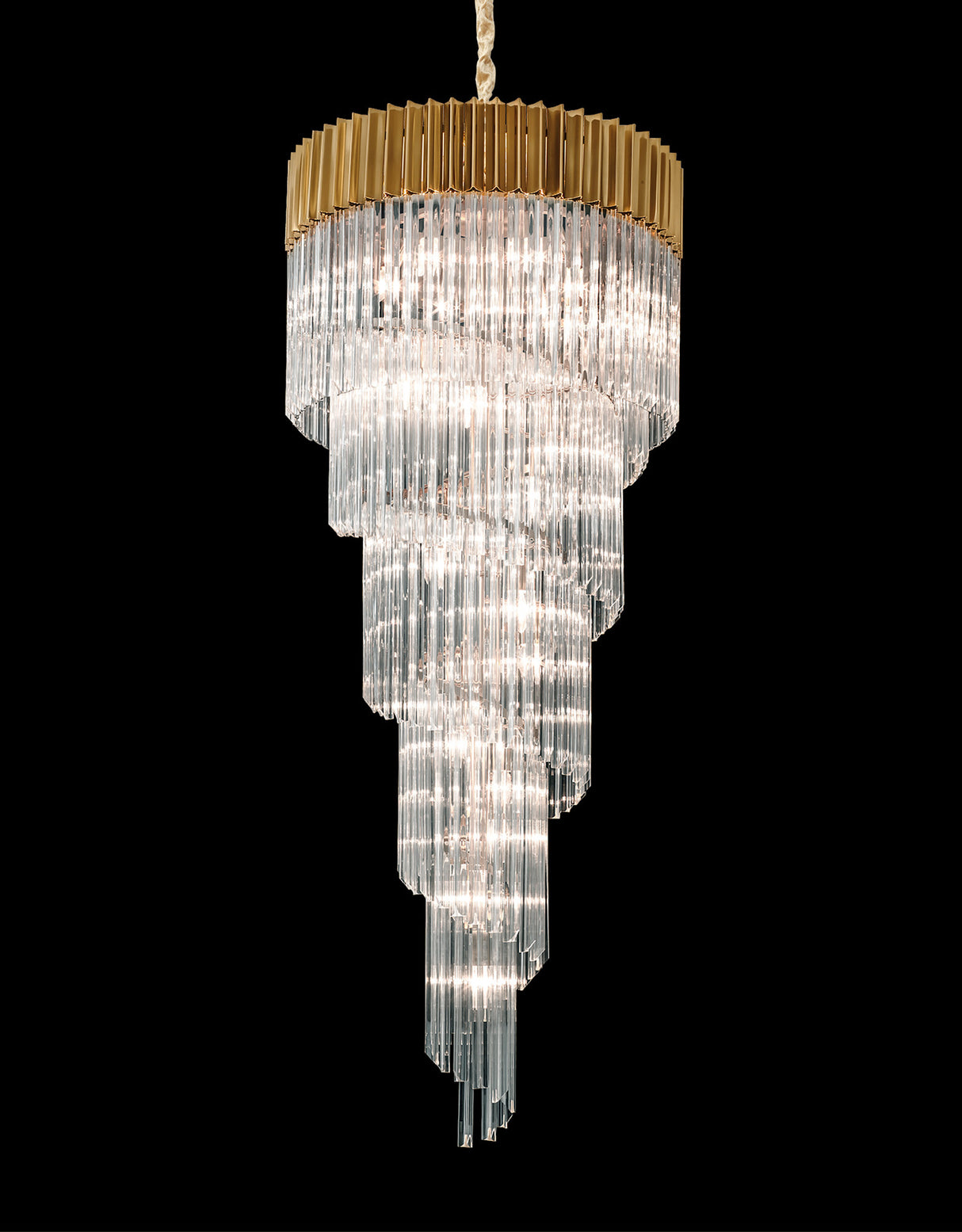 ADH1328 Adhil Round 23 Light 5 Tier 57kg Ceiling Pendant Brass/Clear