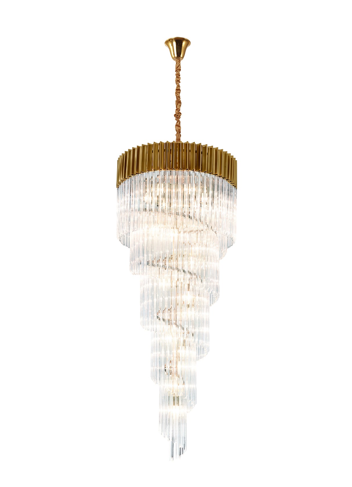 ADH1328 Adhil Round 23 Light 5 Tier 57kg Ceiling Pendant Brass/Clear