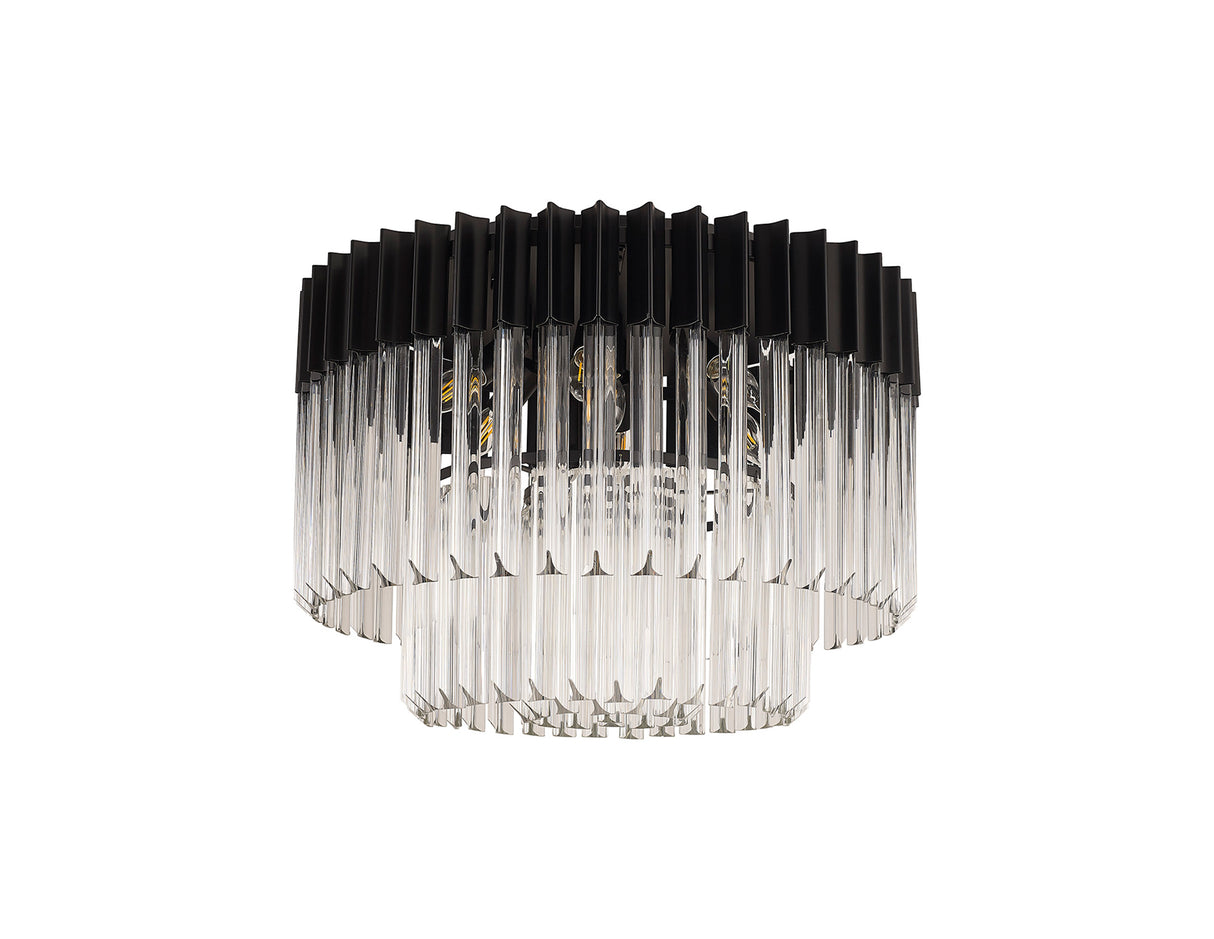 ADH1498 Adhil 7 Light Round Ceiling Light Matt Black/Clear