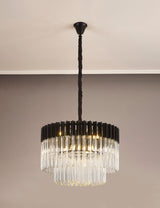 ADH1798 Adhil Round 8 Light Ceiling Pendant Matt Black/Clear