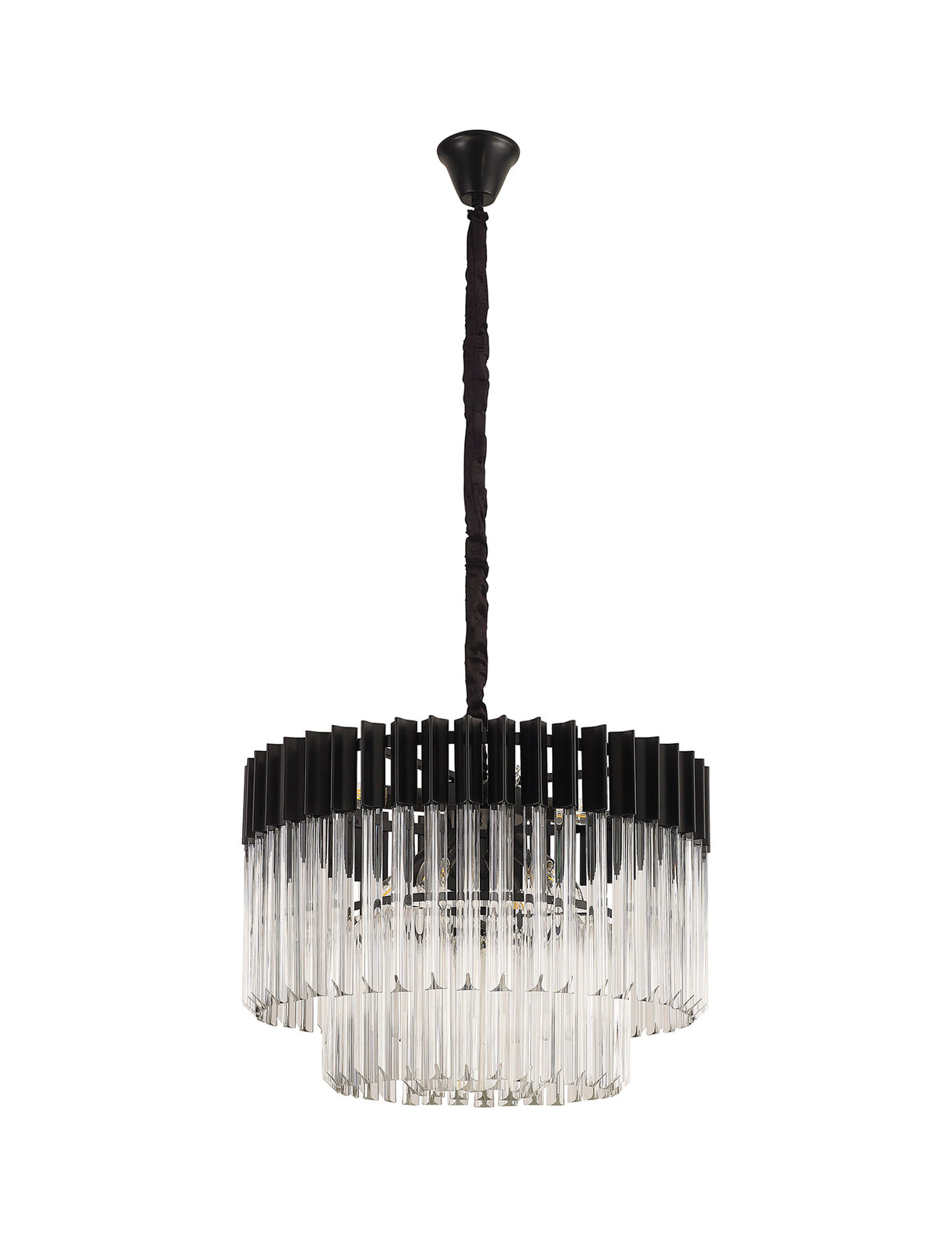 ADH1798 Adhil Round 8 Light Ceiling Pendant Matt Black/Clear