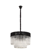 ADH1798 Adhil Round 8 Light Ceiling Pendant Matt Black/Clear