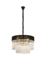 ADH1798 Adhil Round 8 Light Ceiling Pendant Matt Black/Clear