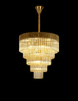 ADH1898 Adhil Round 19 Light 5 Tier Ceiling Pendant Brass/Cognac