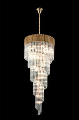 ADH2328 Adhil Round 31 Light 7 Tier 93kg Ceiling Pendant Brass/Clear