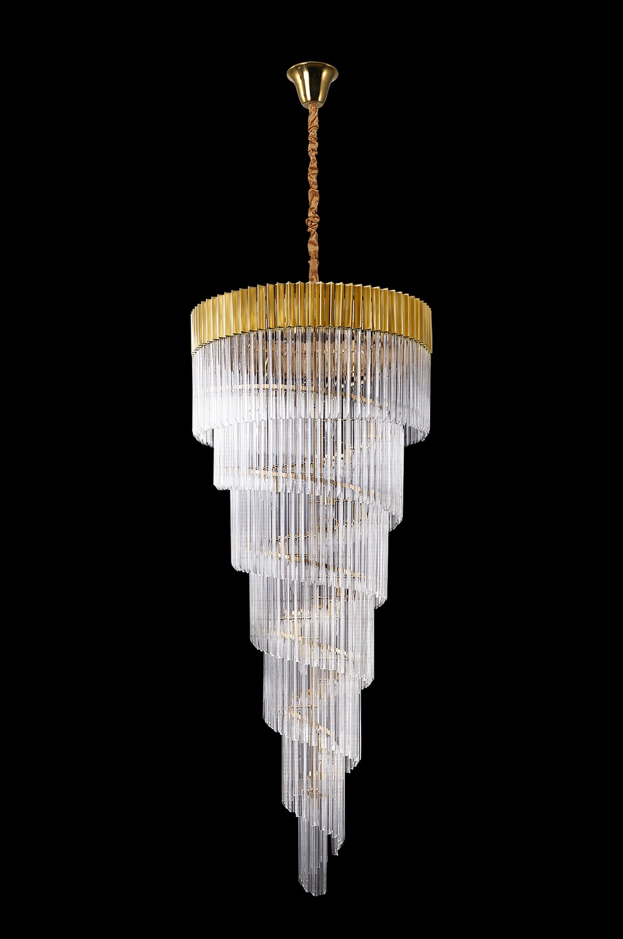 ADH2328 Adhil Round 31 Light 7 Tier 93kg Ceiling Pendant Brass/Clear