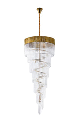 ADH2328 Adhil Round 31 Light 7 Tier 93kg Ceiling Pendant Brass/Clear