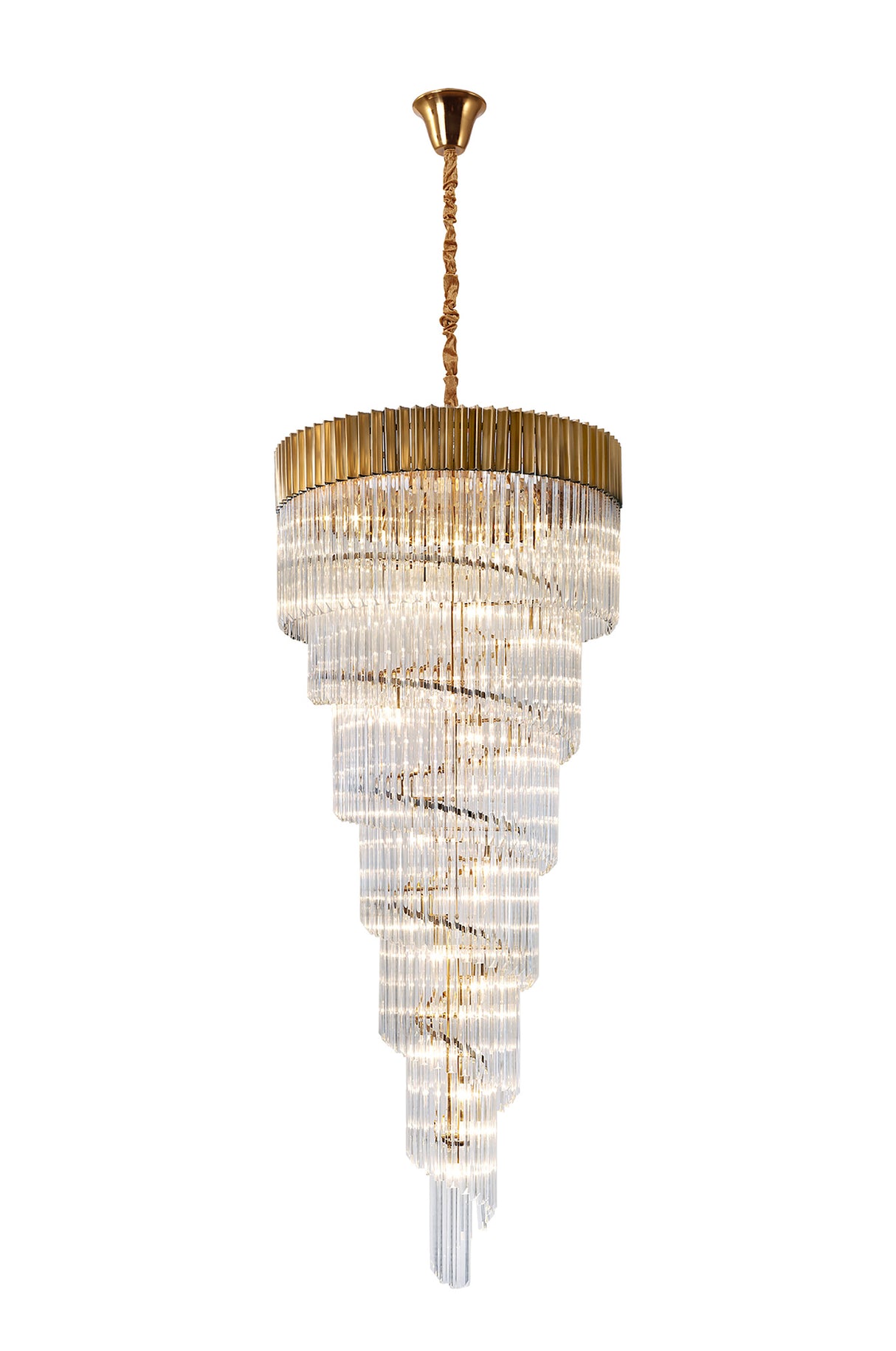 ADH2328 Adhil Round 31 Light 7 Tier 93kg Ceiling Pendant Brass/Clear