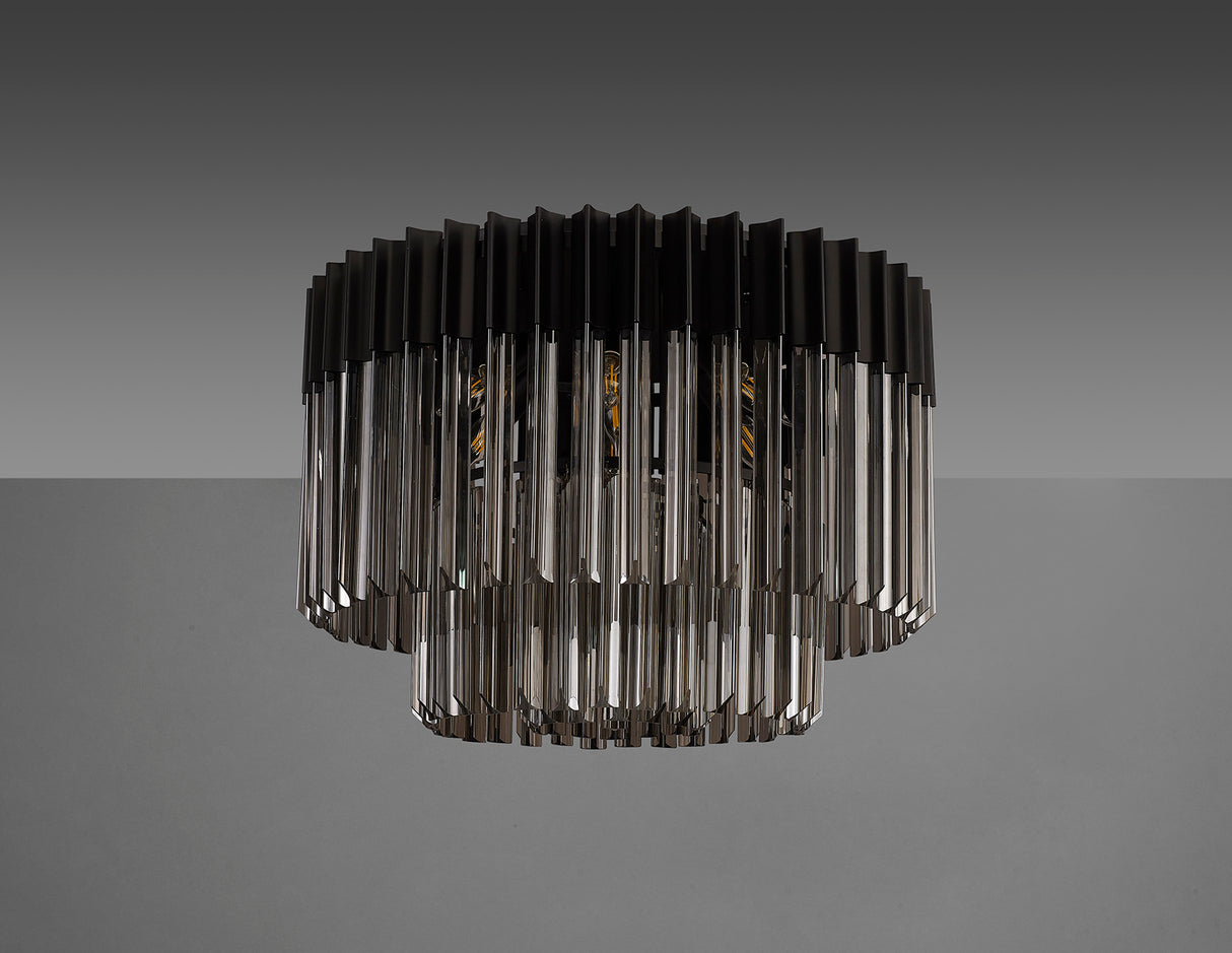 ADH2498 Adhil 7 Light Round Ceiling Light Matt Black/Smoked