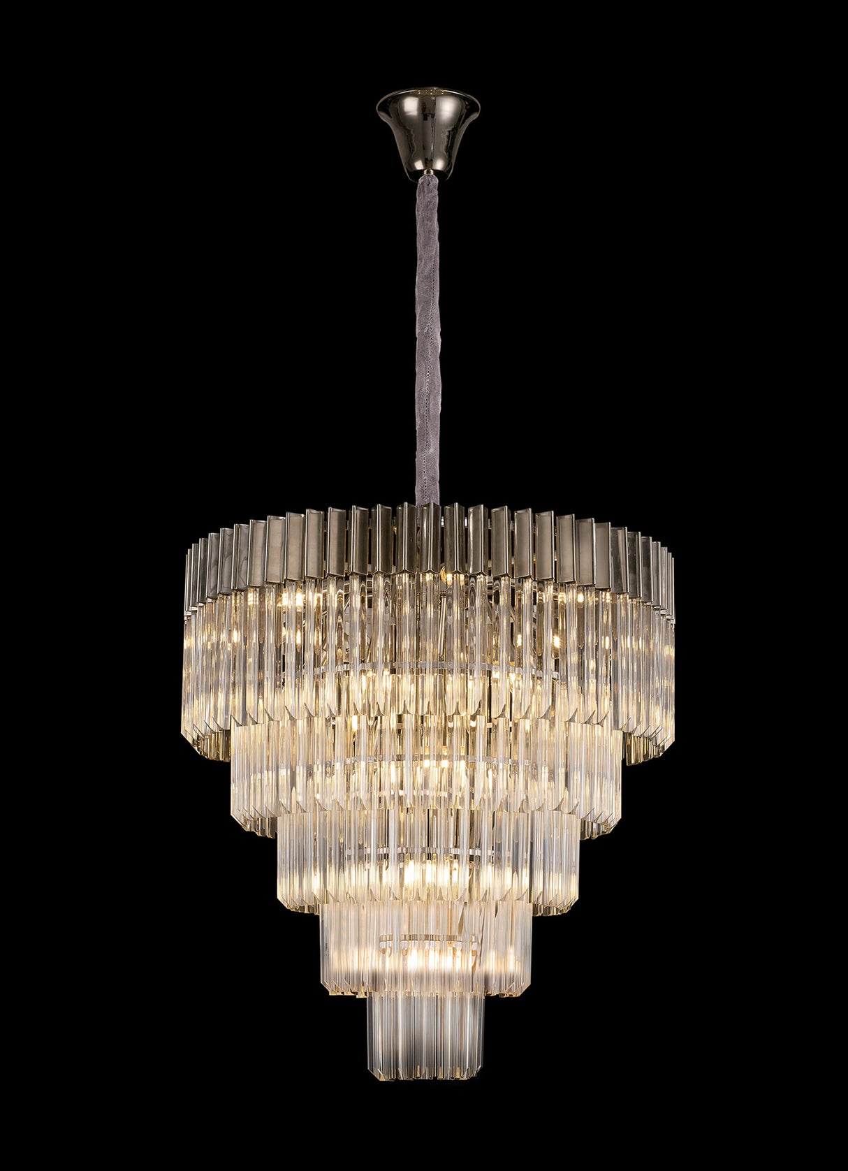 ADH2737 Adhil Round 19 Light 5 Tier Ceiling Pendant Polished Nickel/Clear