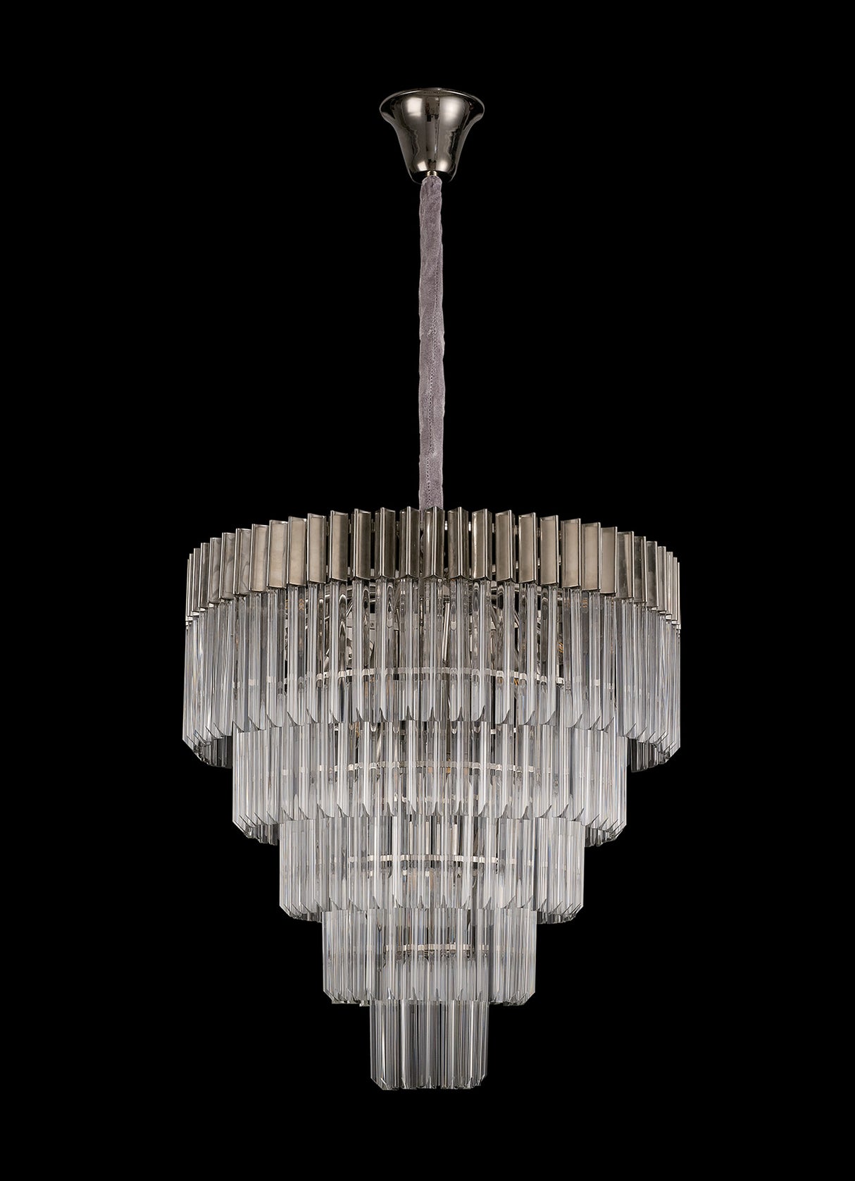 ADH2737 Adhil Round 19 Light 5 Tier Ceiling Pendant Polished Nickel/Clear