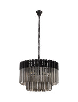 ADH2798 Adhil Round 8 Light Ceiling Pendant Matt Black/Smoked