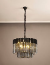 ADH2798 Adhil Round 8 Light Ceiling Pendant Matt Black/Smoked