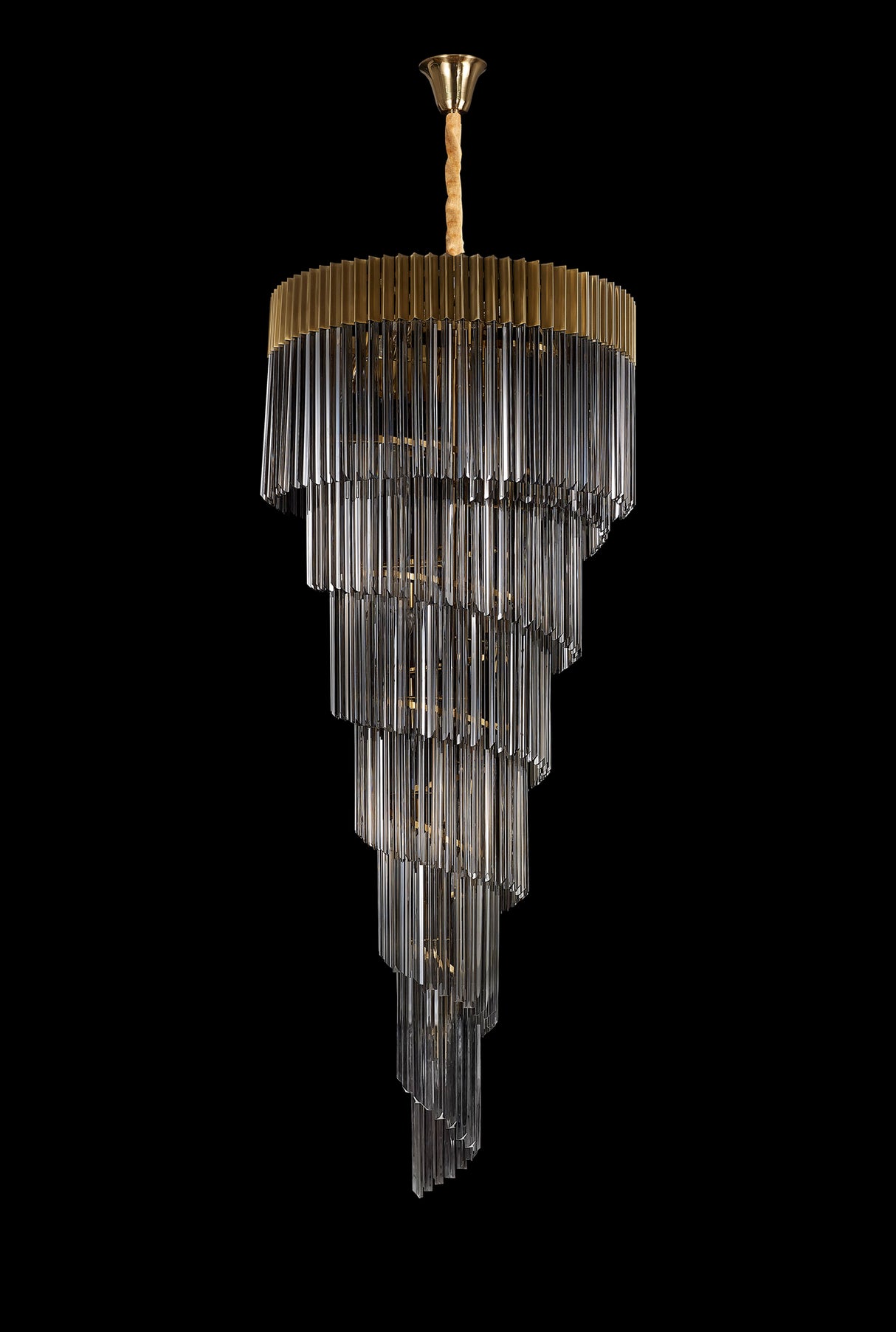 ADH2998 Adhil Round 31 Light 7 Tier 93kg Ceiling Pendant Brass/Smoked