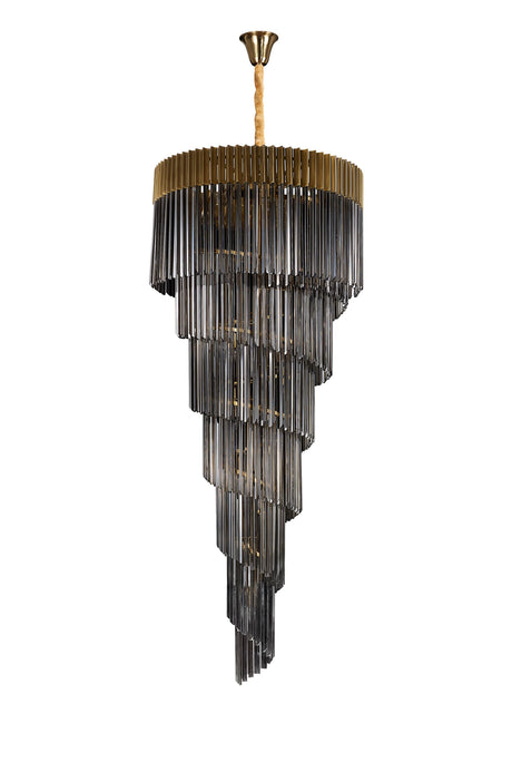 ADH2998 Adhil Round 31 Light 7 Tier 93kg Ceiling Pendant Brass/Smoked