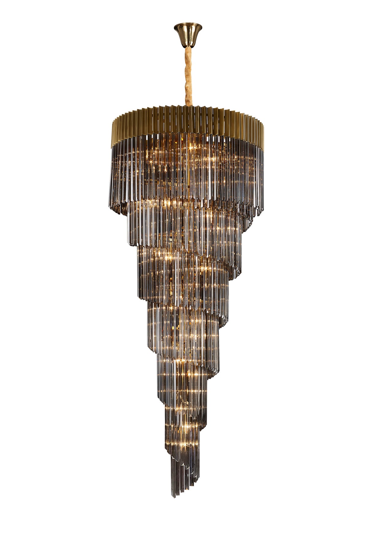 ADH2998 Adhil Round 31 Light 7 Tier 93kg Ceiling Pendant Brass/Smoked