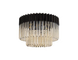 ADH3498 Adhil 7 Light Round Ceiling Light Matt Black/Cognac