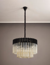 ADH3798 Adhil 8 Light Ceiling Pendant Matt Black/Cognac