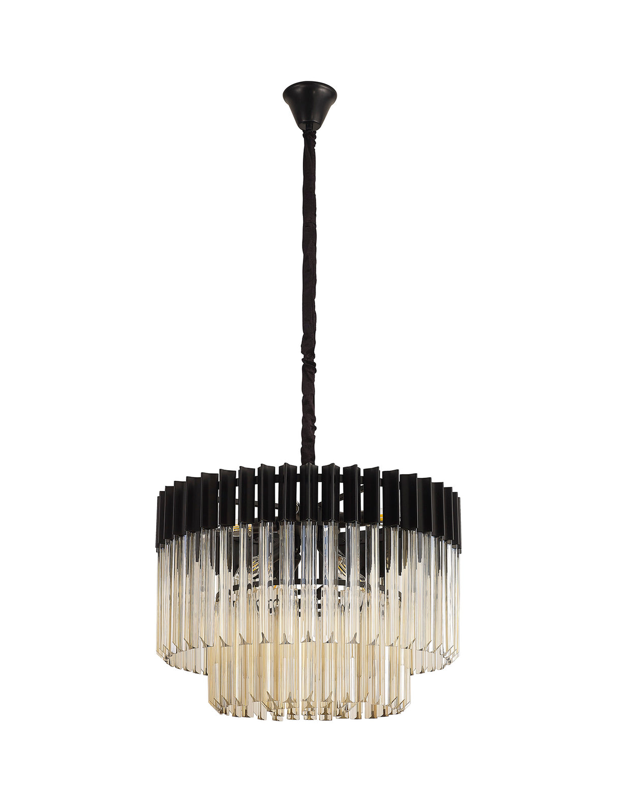 ADH3798 Adhil 8 Light Ceiling Pendant Matt Black/Cognac