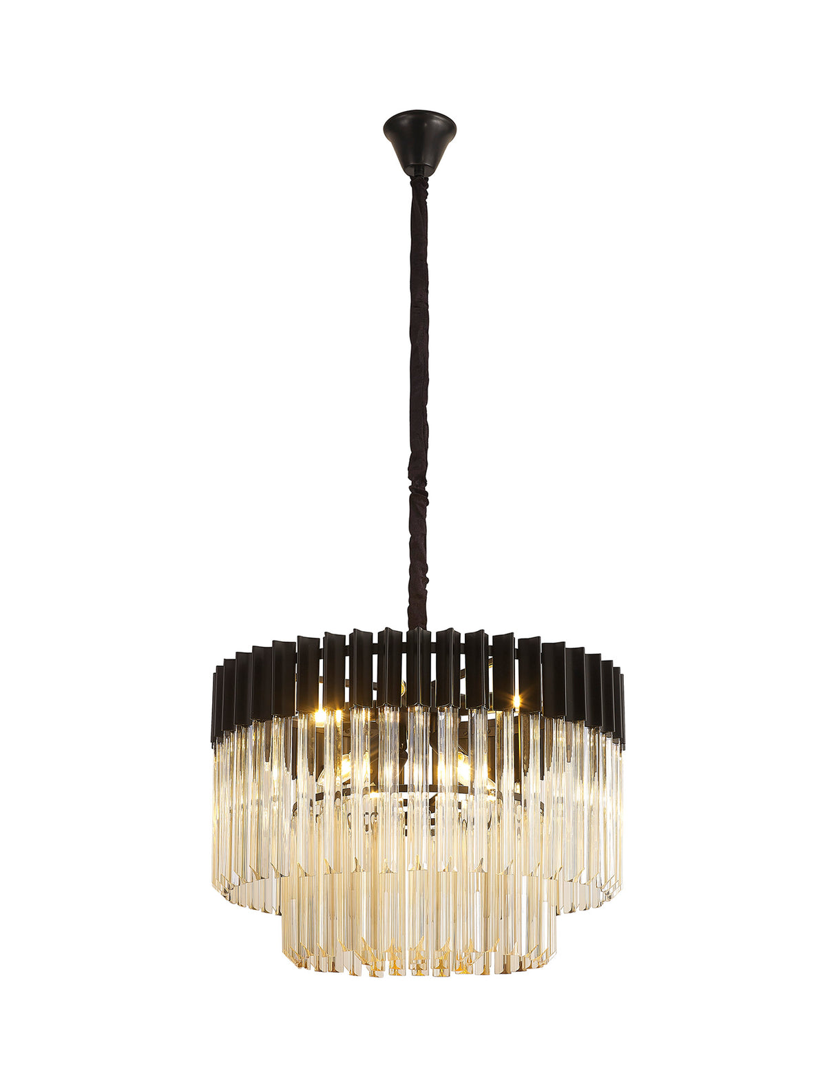 ADH3798 Adhil 8 Light Ceiling Pendant Matt Black/Cognac