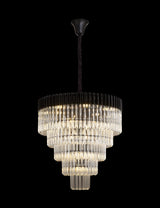 ADH3898 Adhil Round 19 Light 5 Tier Ceiling Pendant Matt Black/Clear